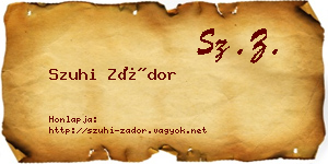 Szuhi Zádor névjegykártya